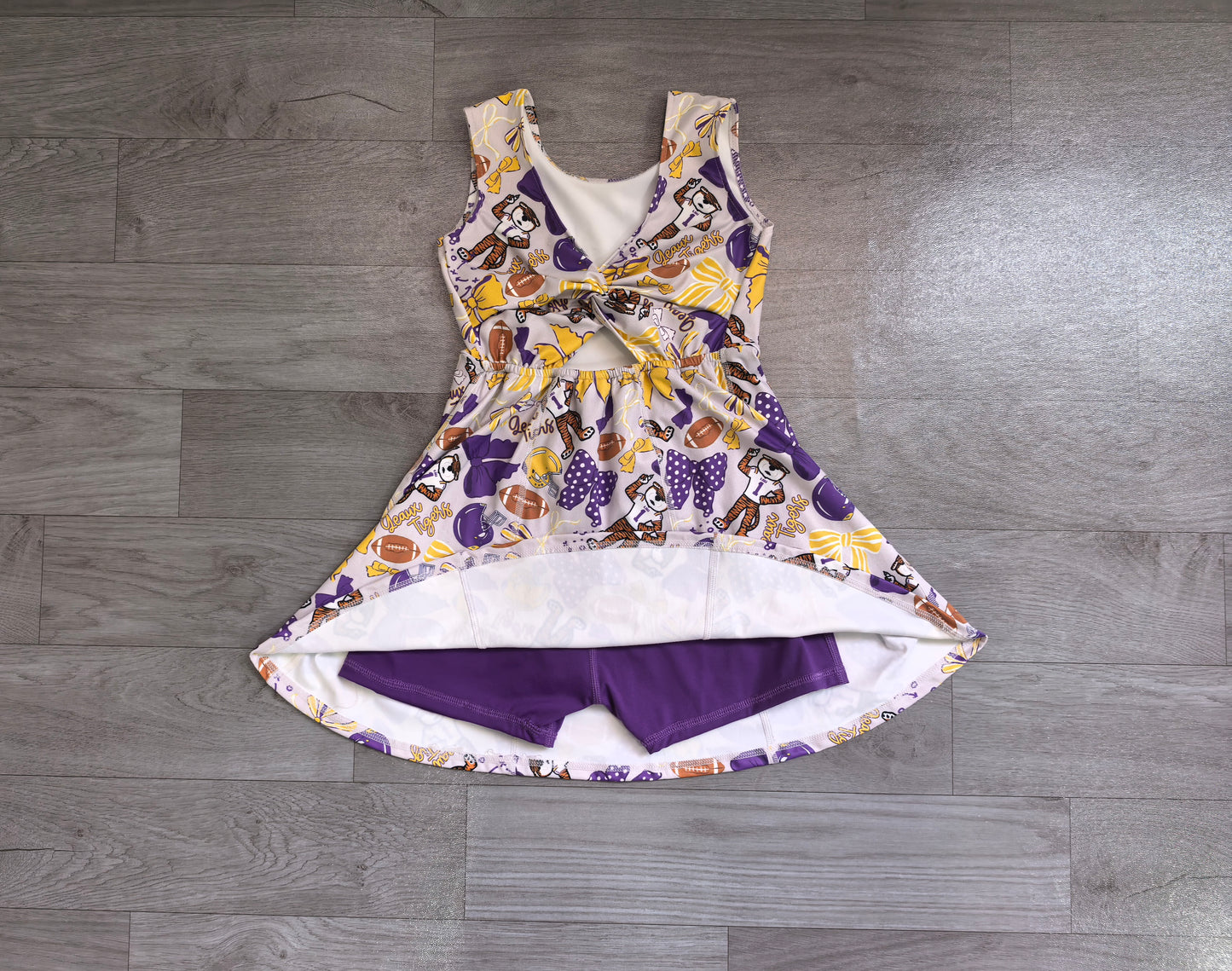 GSD3801 football LSU Tiger purple Team yoga GIRL summer dress 202607 RTS