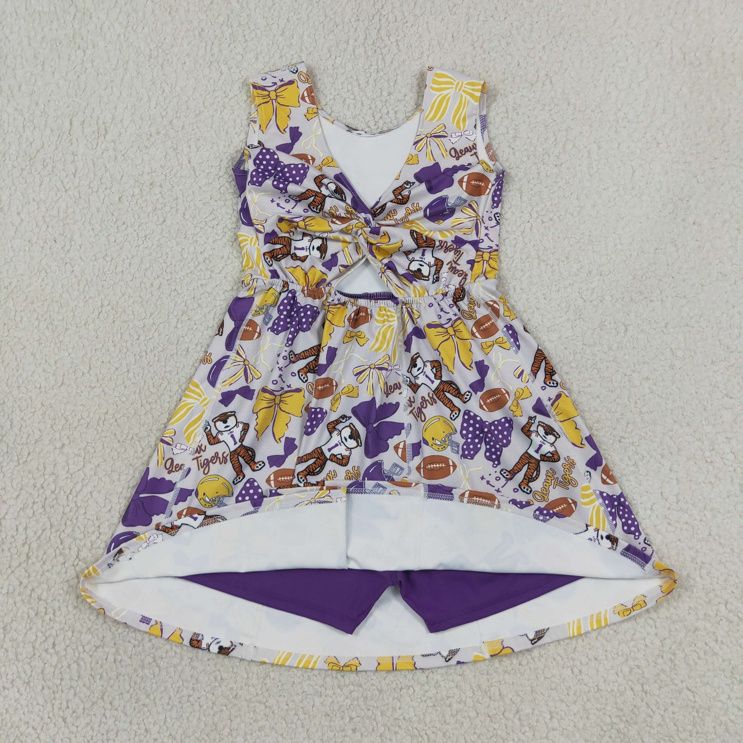 GSD3801 football LSU Tiger purple Team yoga GIRL summer dress 202607 RTS