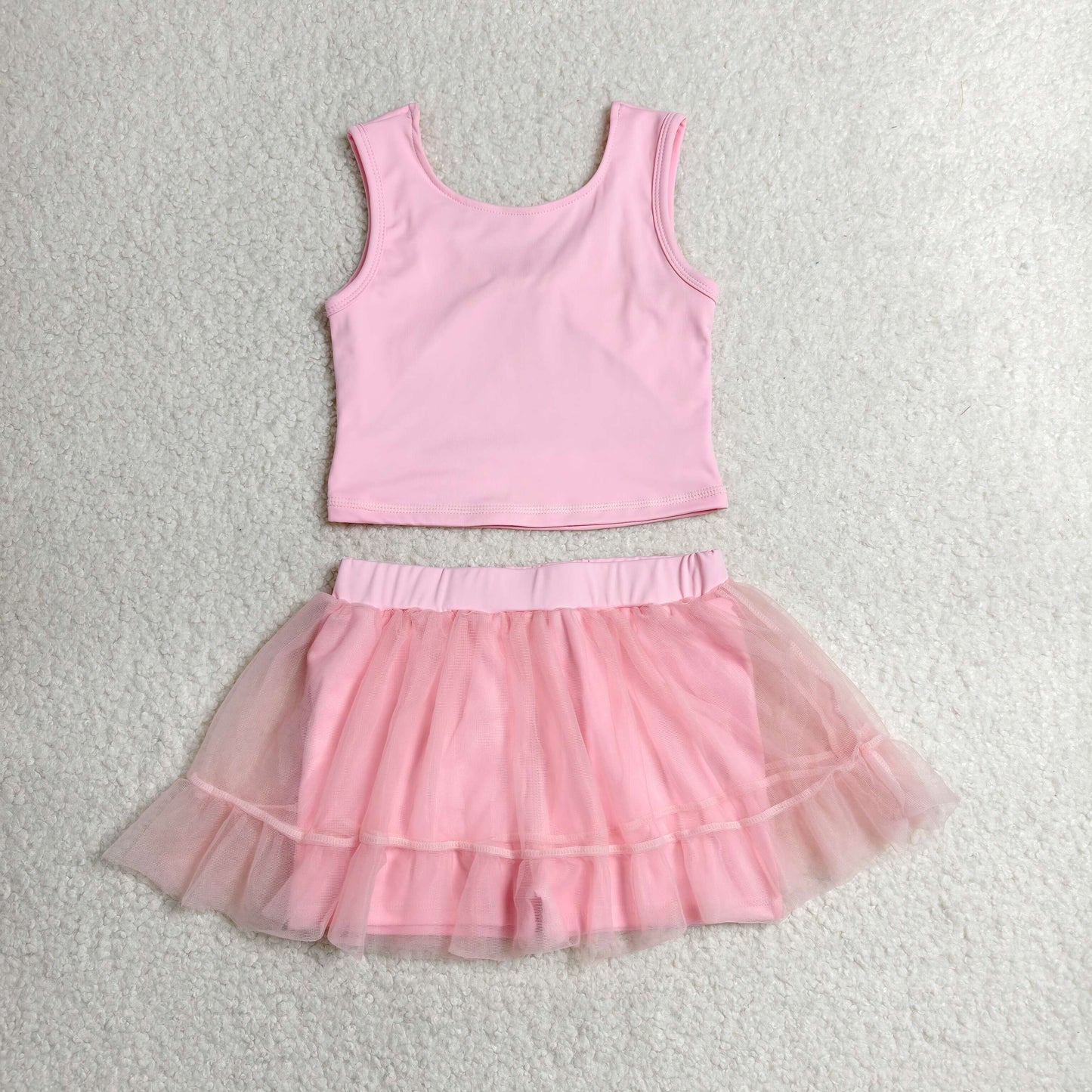 GSD3806 Tulle pink yoga GIRL summer dress 202607 RTS