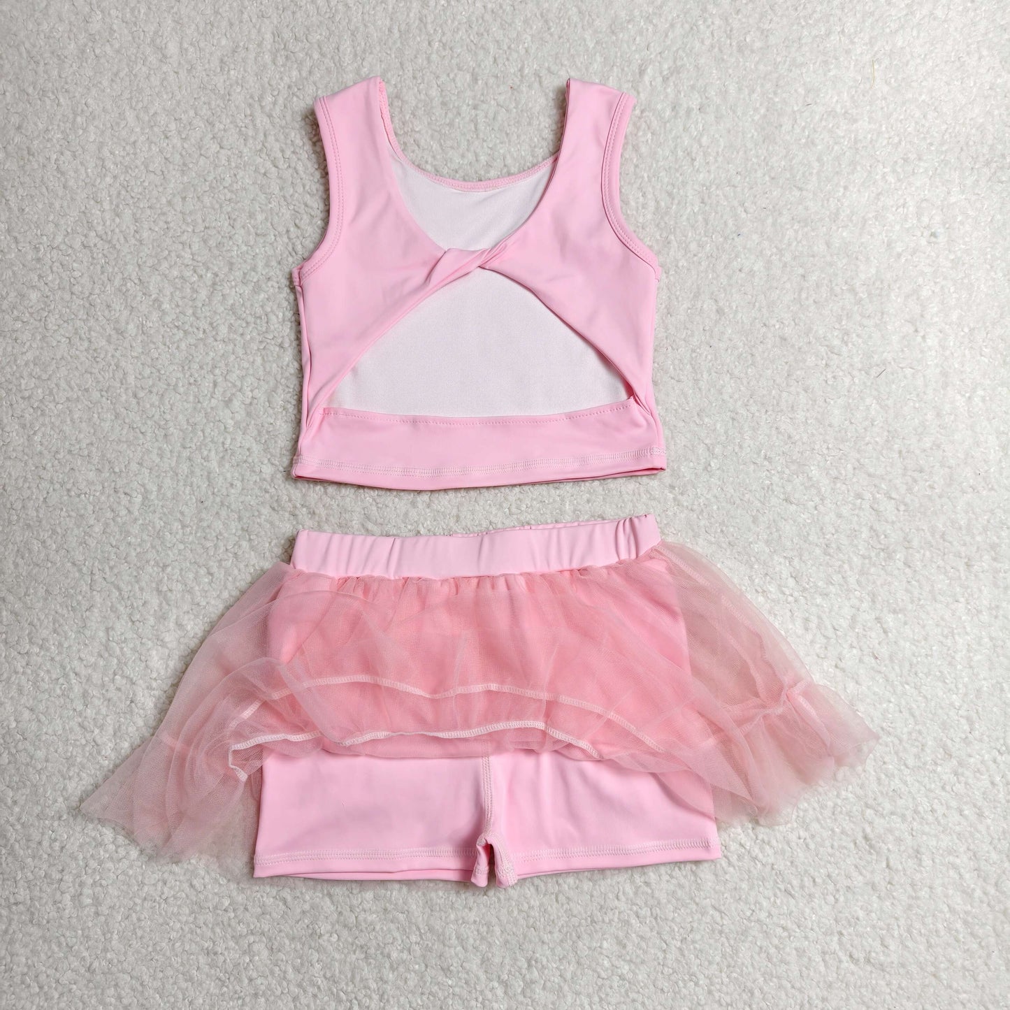 GSD3806 Tulle pink yoga GIRL summer dress 202607 RTS