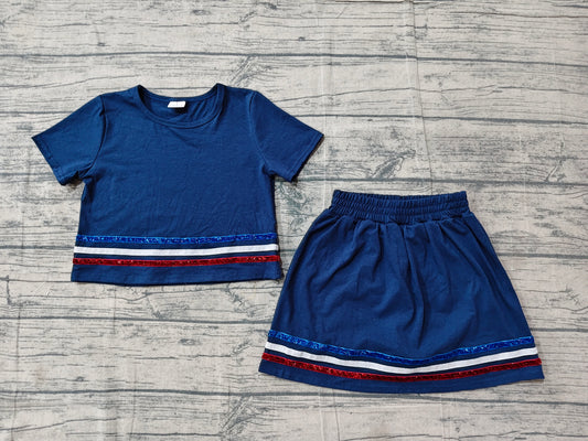 GSD3811 blue Stripe Skort Set  girl outfit 202605  preorder