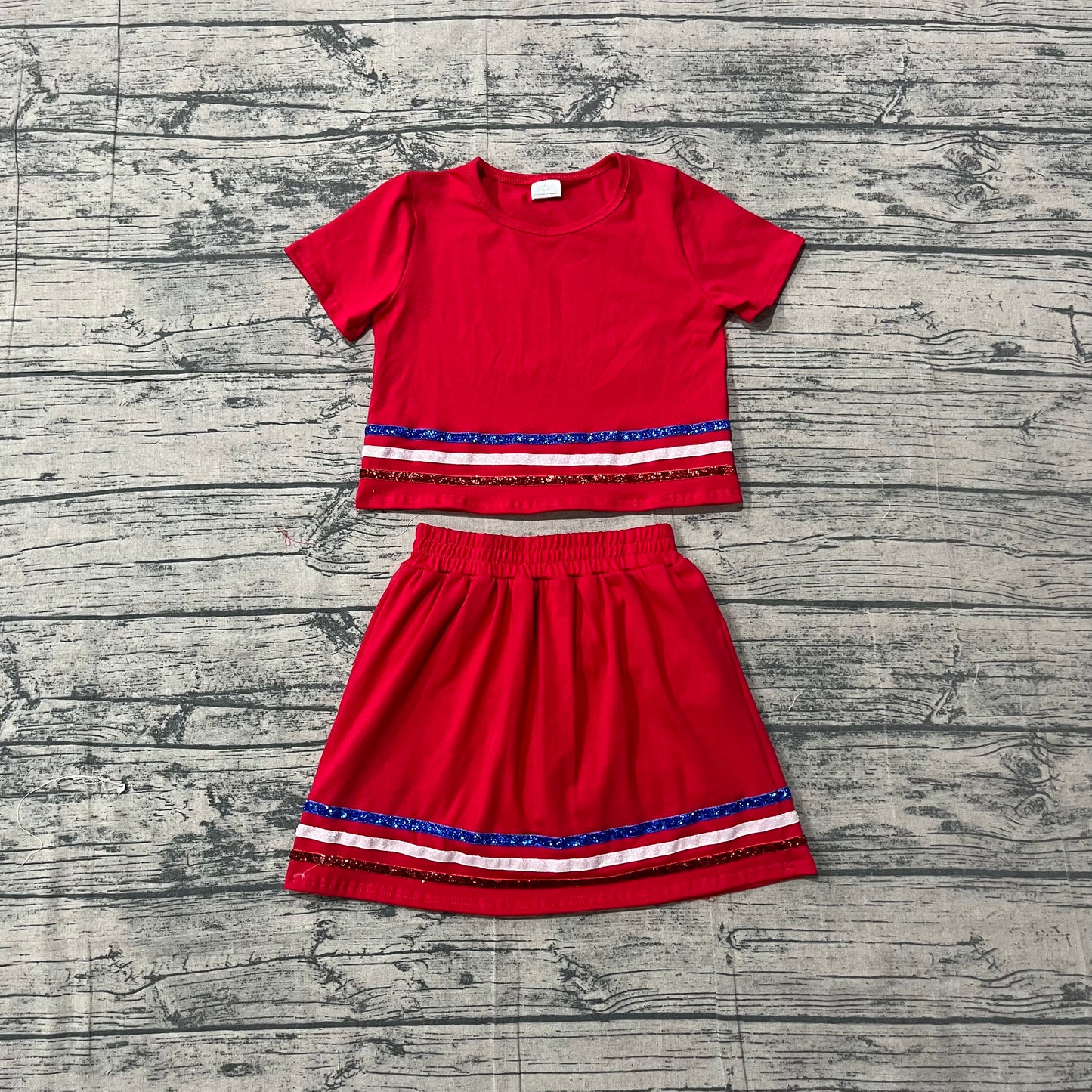 GSD3812 Red Stripe Skort Set  girl outfit 202604  preorder