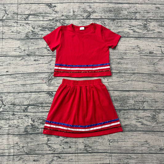 GSD3812 Red Stripe Skort Set  girl outfit 202604  preorder