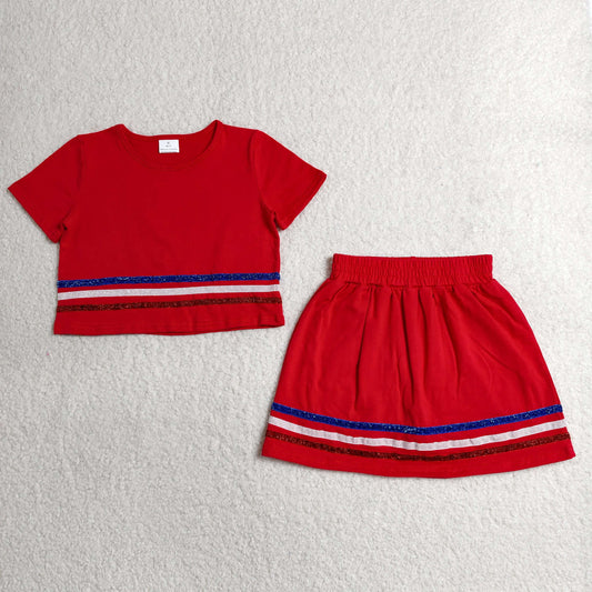 GSD3812 Red Stripe Skort Set  girl outfit 202605 RTS