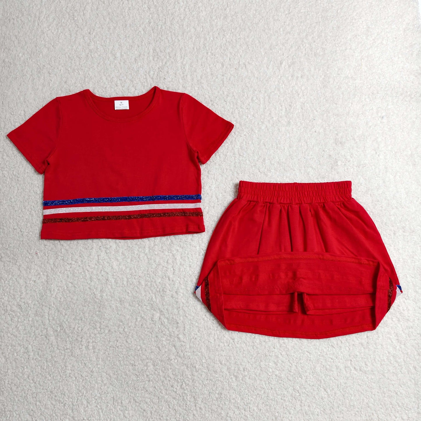 GSD3812 Red Stripe Skort Set  girl outfit 202605 RTS