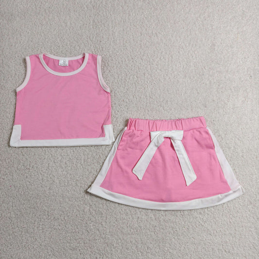 GSD3829 pink   yoga bow girl  outfit skirt  202607 RTS
