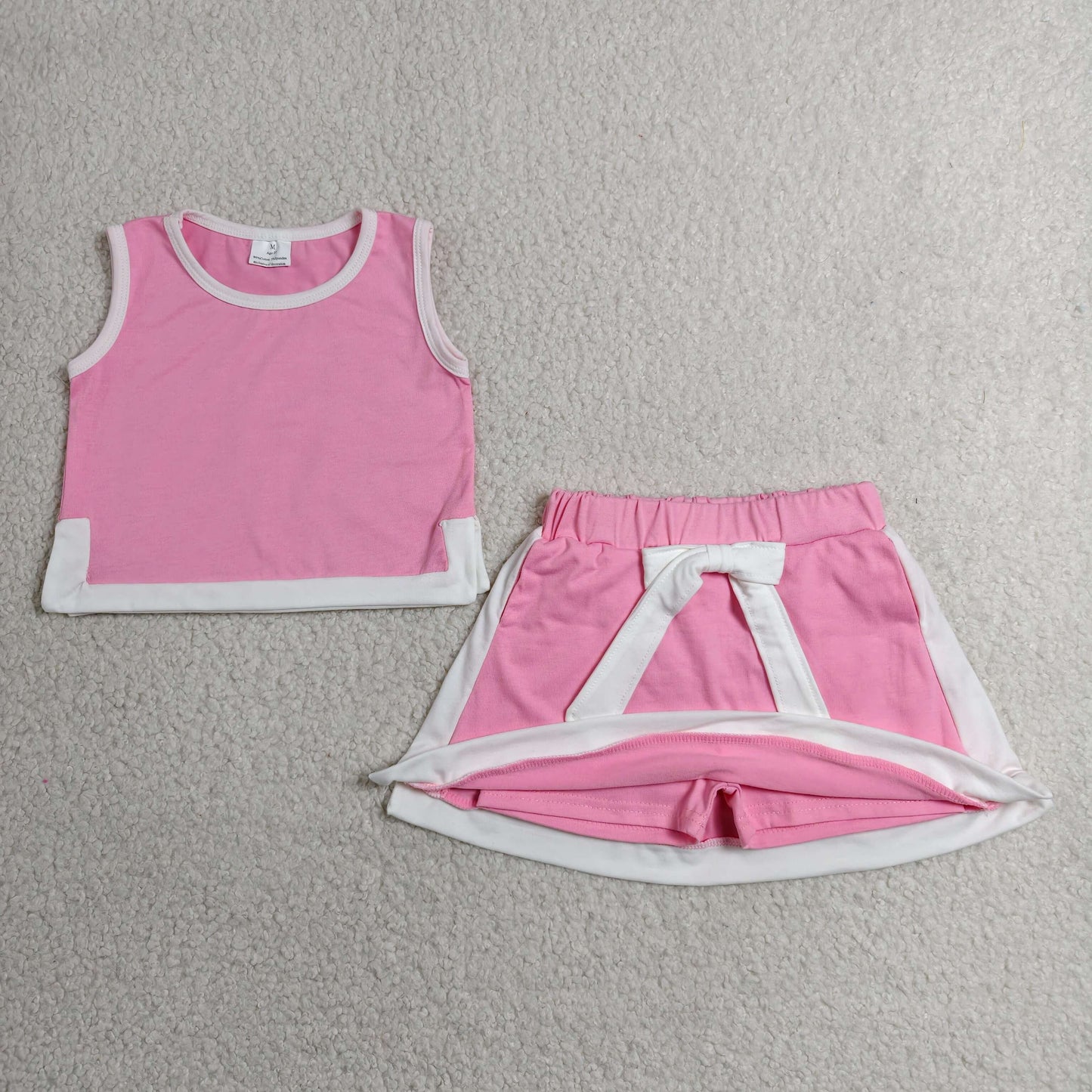 GSD3829 pink   yoga bow girl  outfit skirt  202607 RTS