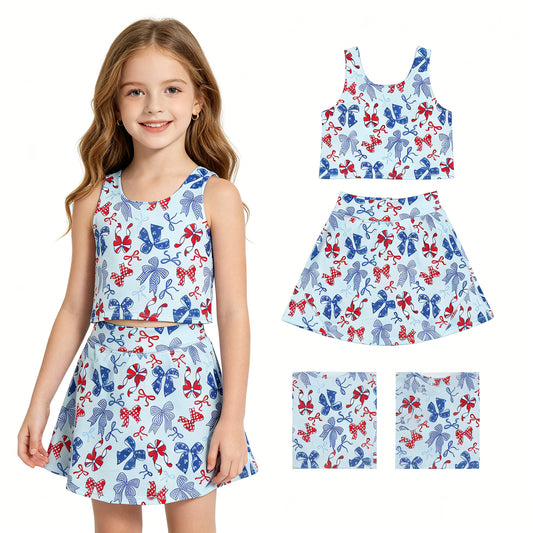 GSD3874  4th July bow Yoga kids girl dress  202605 RTS