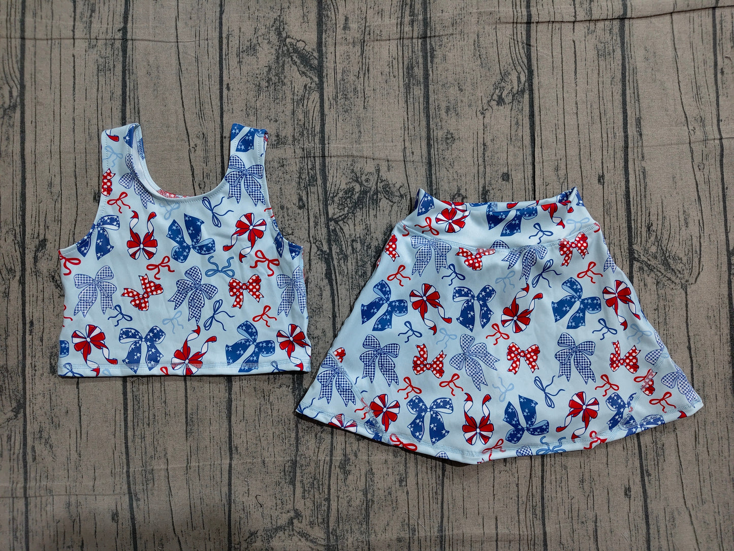 GSD3874  4th July bow Yoga kids girl dress  202603 preorder