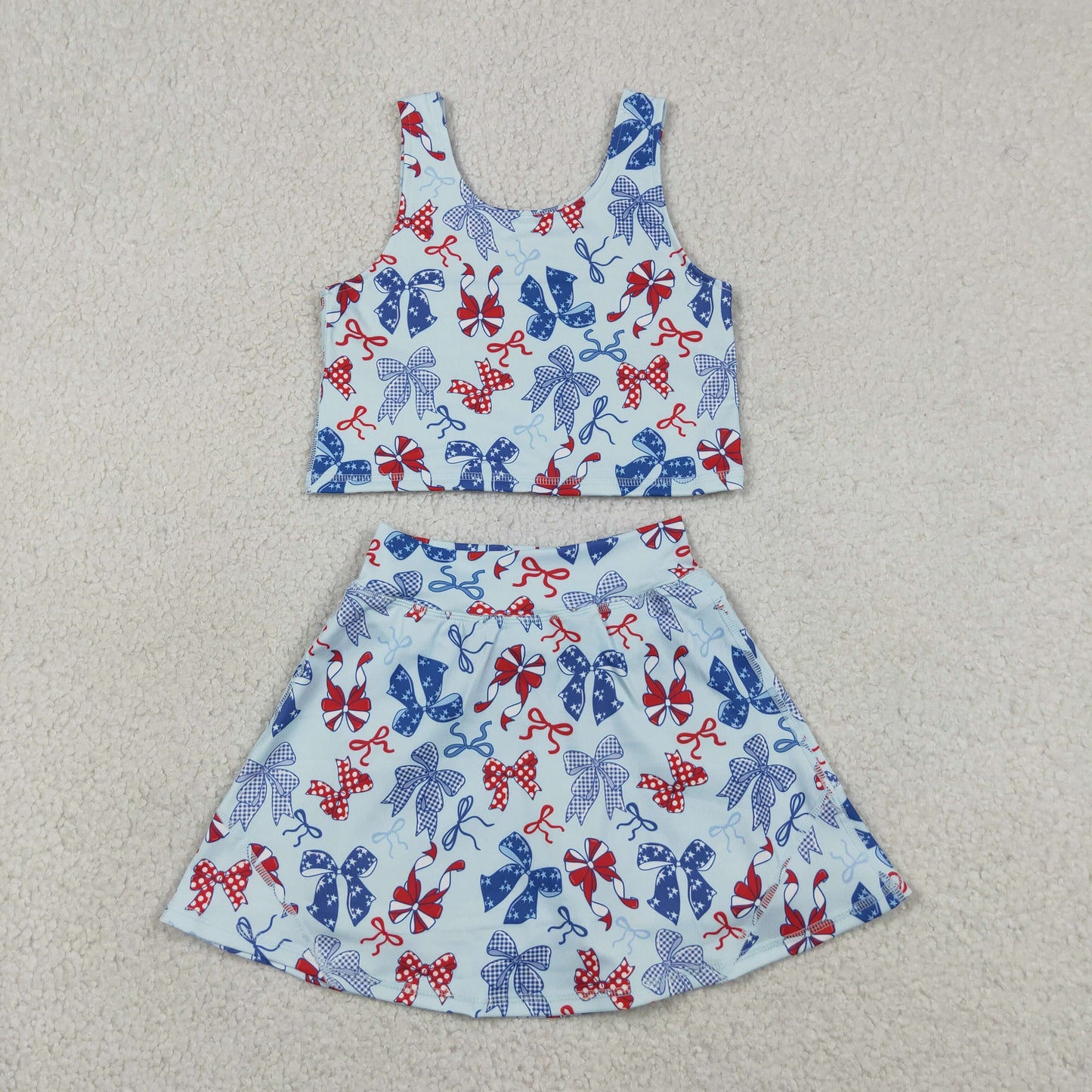 GSD3874  4th July bow Yoga kids girl dress  202605 RTS
