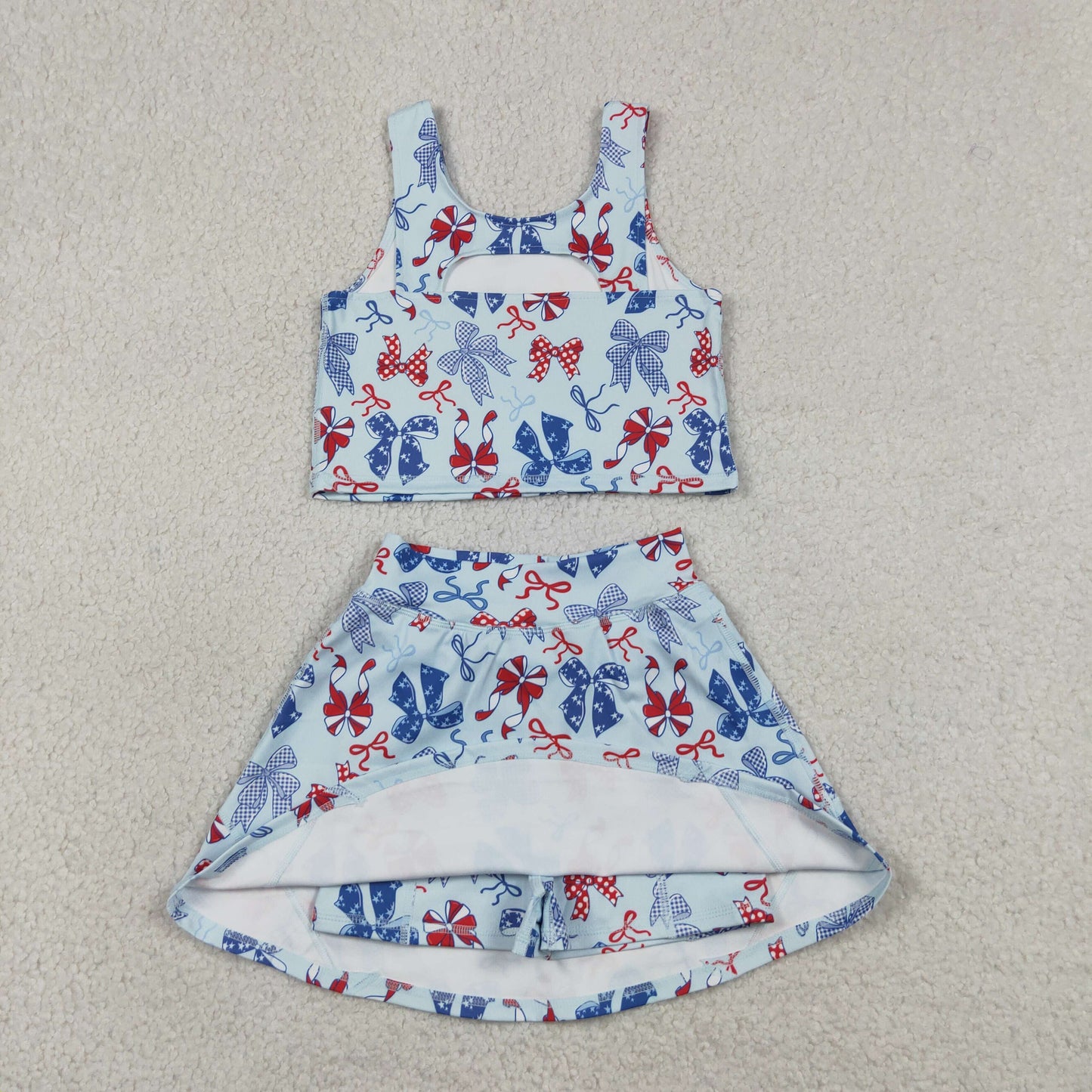 GSD3874  4th July bow Yoga kids girl dress  202605 RTS