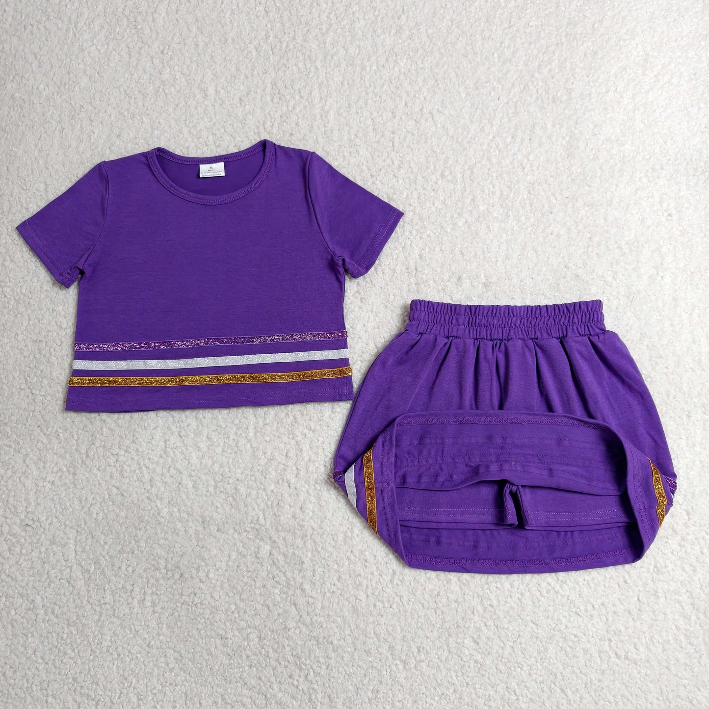 GSD3944 purple Stripe Skort Set  girl outfit 202605  RTS