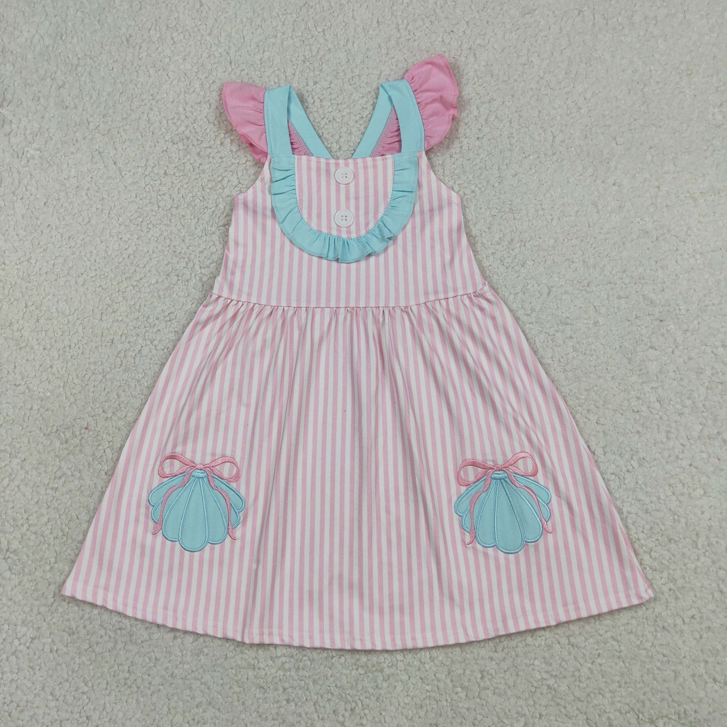 GSD3958 embroidery shell bow girl dress 202607 rts