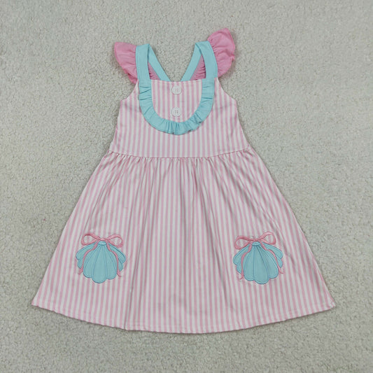 GSD3958 embroidery shell bow girl dress 202607 rts