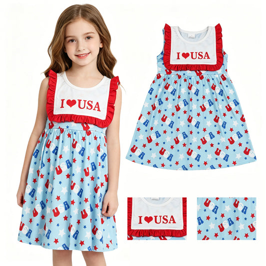 GSD4002  4th JULY USA western flower  girl dress  202604 RTS