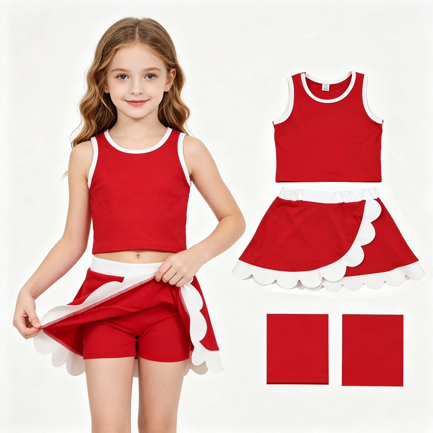 GSD4016  yoga scallop RED girl  outfit skirt  202605 RTS