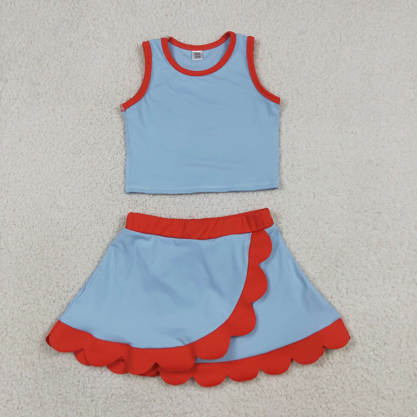 GSD4020 scallop YOGA blue solid  Princess cartoon girl skort skrit outfit RTS