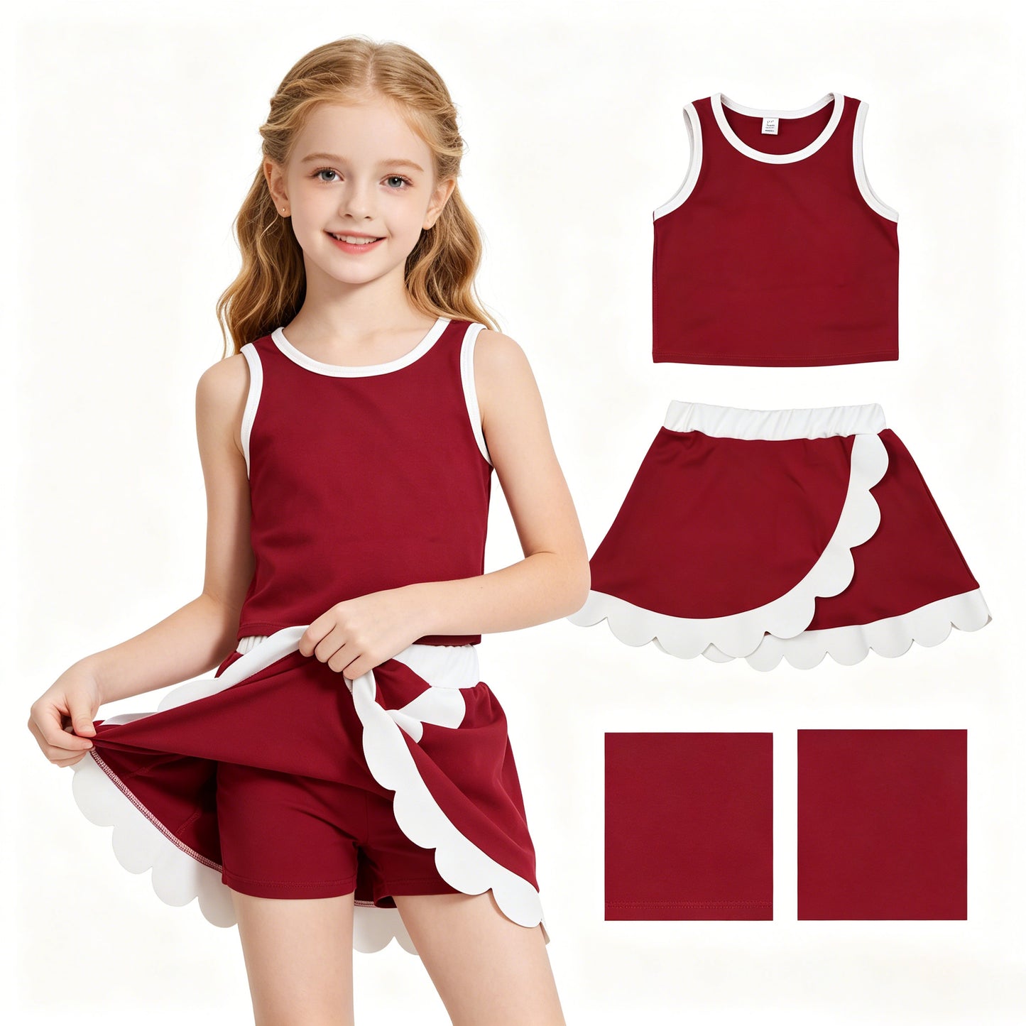 GSD4027  yoga scallop red girl  outfit skirt  202605 RTS