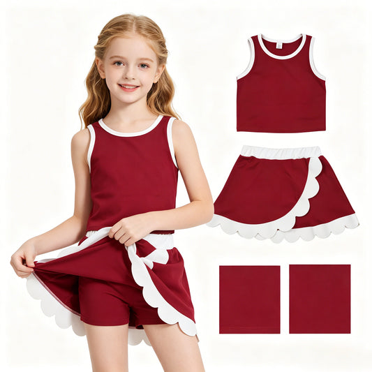 GSD4027  yoga scallop red girl  outfit skirt  202605 RTS