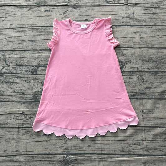 GSD4043  YOGA preorder pink solid  scallop girl dress ruffle