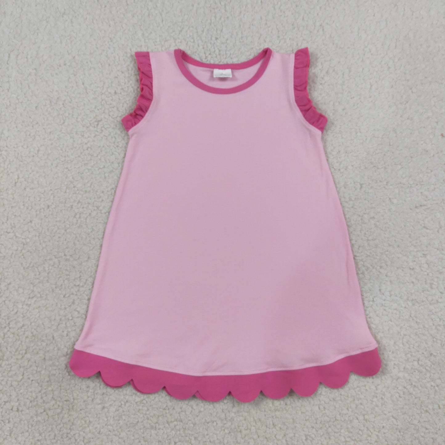 GSD4052 YOGA PINK solid  scallop girl dress ruffle rts 202608