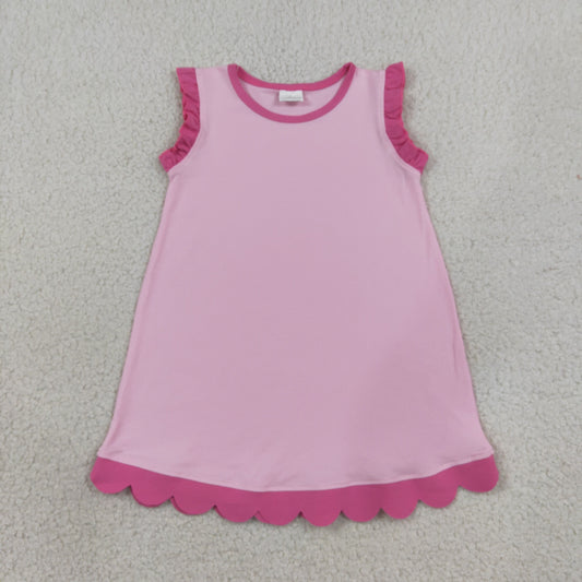 GSD4052 YOGA PINK solid  scallop girl dress ruffle rts 202608