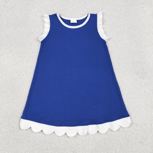GSD4053 YOGA BLUE solid  scallop girl dress ruffle RTS 202605