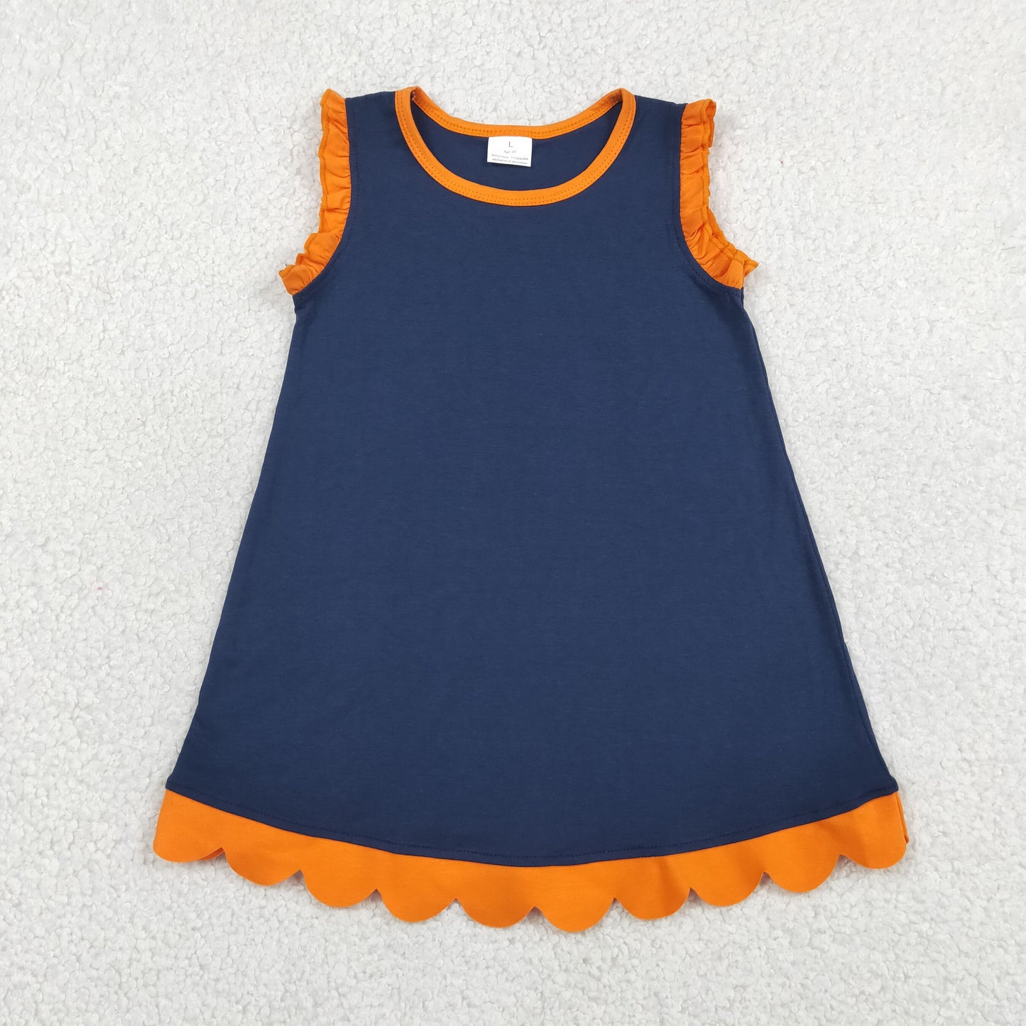 GSD4062  RED  YOGA BLUE ORANGE solid  scallop girl dress ruffle rts