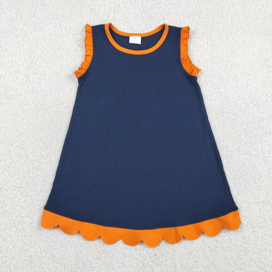 GSD4062  RED  YOGA BLUE ORANGE solid  scallop girl dress ruffle rts