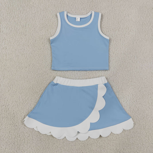 GSD4084  yoga BLUE Scallop sports girl  outfit skirt  202608 RTS