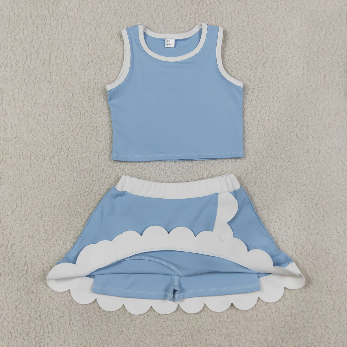 GSD4084  yoga BLUE Scallop sports girl  outfit skirt  202608 RTS