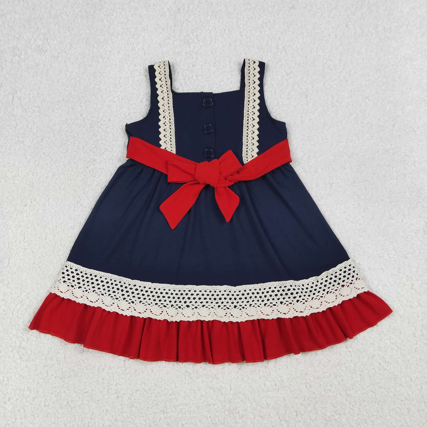 GSD4087  A9-3.  4th July USA FLAG Blet short sleeves girl dress RTS 202604