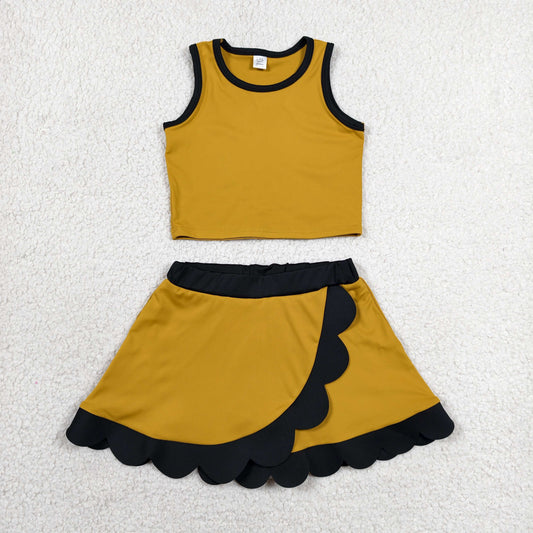 GSD4099 YOGA Scallop YELLOW sports girl  outfit skirt  202607 RTS