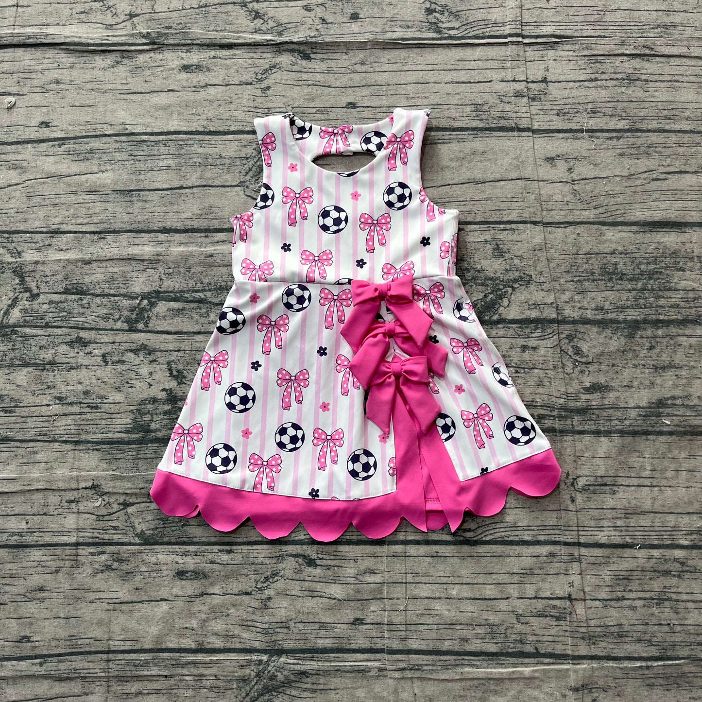 GSD4100 YOGA preorder pink solid  football bow scallop girl dress ruffle
