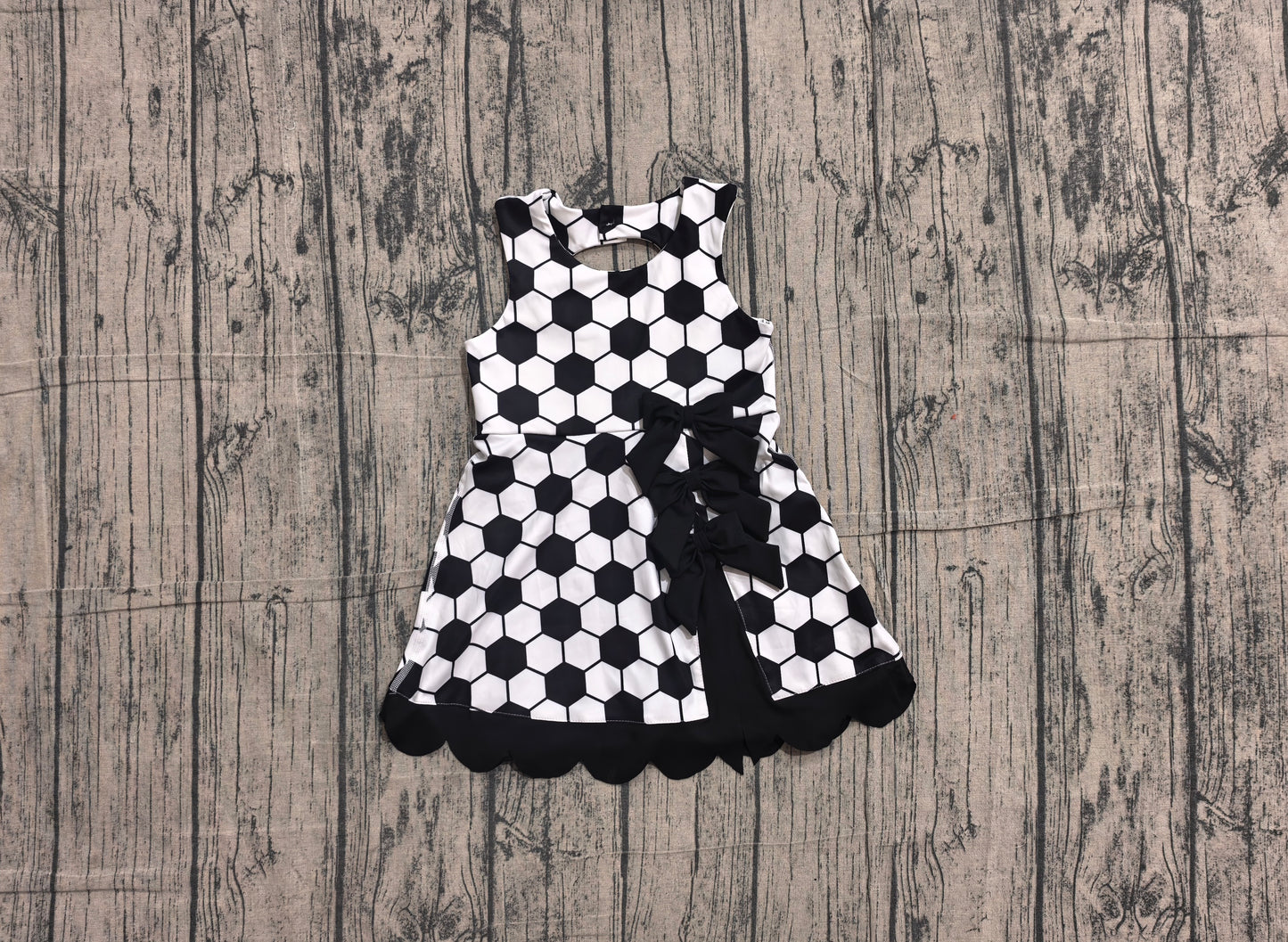 GSD4102 preorder scallop football bow  Custom  girl dress