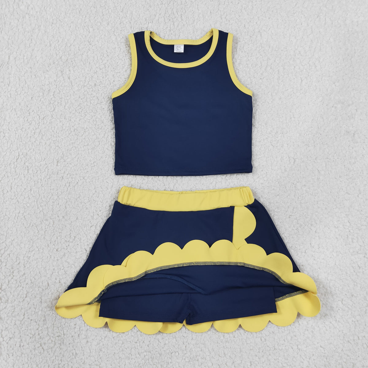 GSD4111 yoga Blue YELLOW Scallop sports girl  outfit skirt  202608 RTS