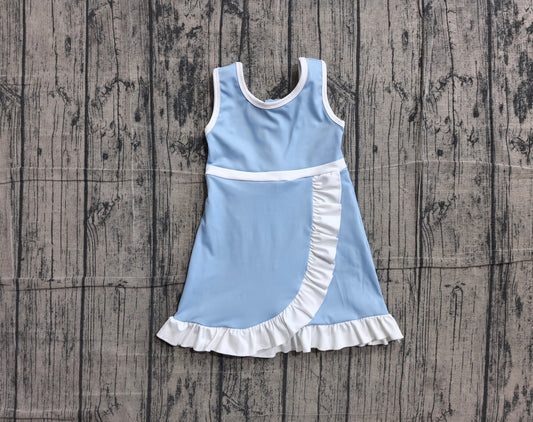 GSD4124 YOGA preorder solid blue  girl dress ruffle