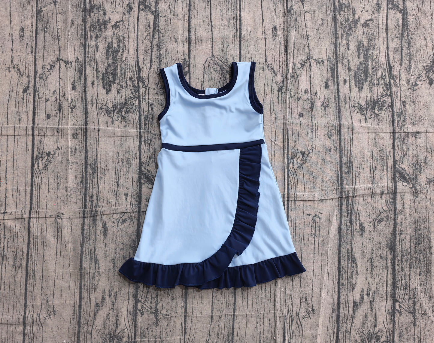 GSD4126 YOGA preorder solid blue  girl dress ruffle