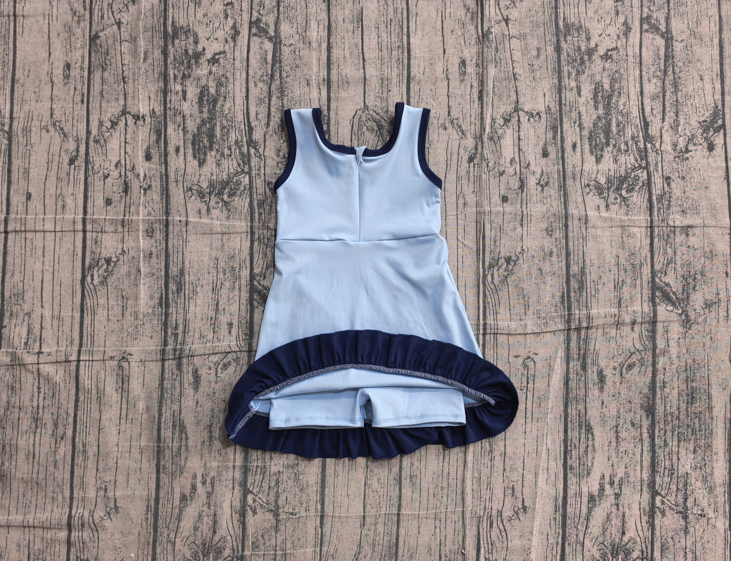 GSD4126 YOGA preorder solid blue  girl dress ruffle