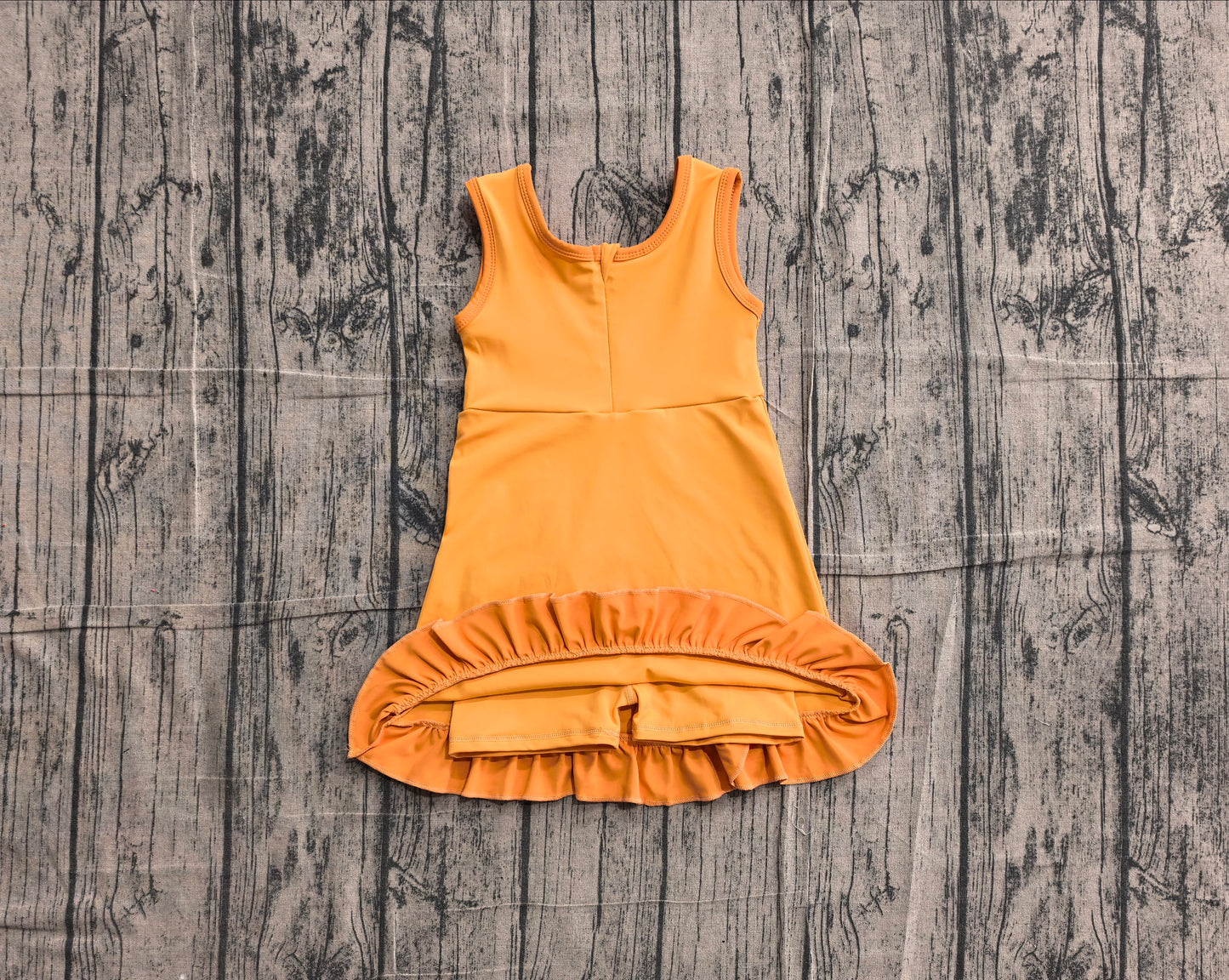 GSD4127 YOGA preorder solid orange  girl dress ruffle
