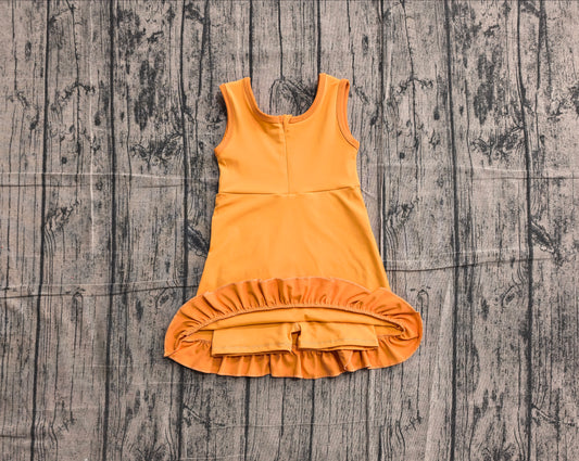 GSD4127 YOGA preorder solid orange  girl dress ruffle