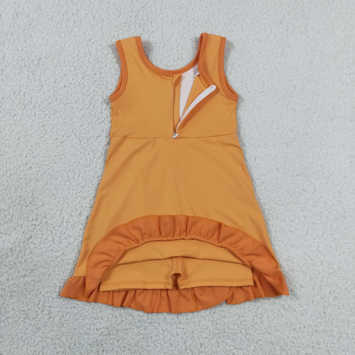 GSD4127 YOGA  solid orange  girl dress ruffle RTS
