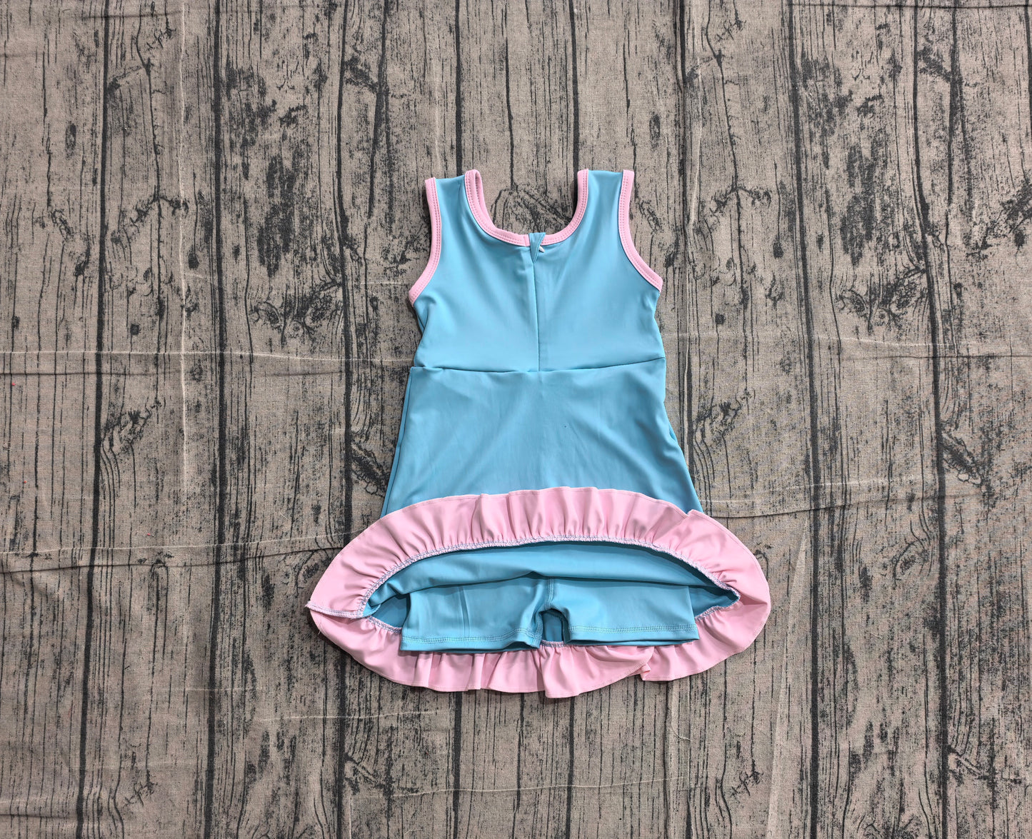 GSD4130   YOGA preorder blue solid  Princess cartoon girl dress ruffle