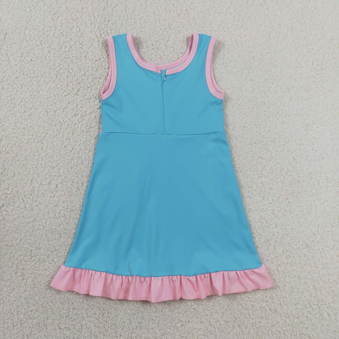 GSD4130   YOGA preorder blue solid  Princess cartoon girl dress ruffle RTS