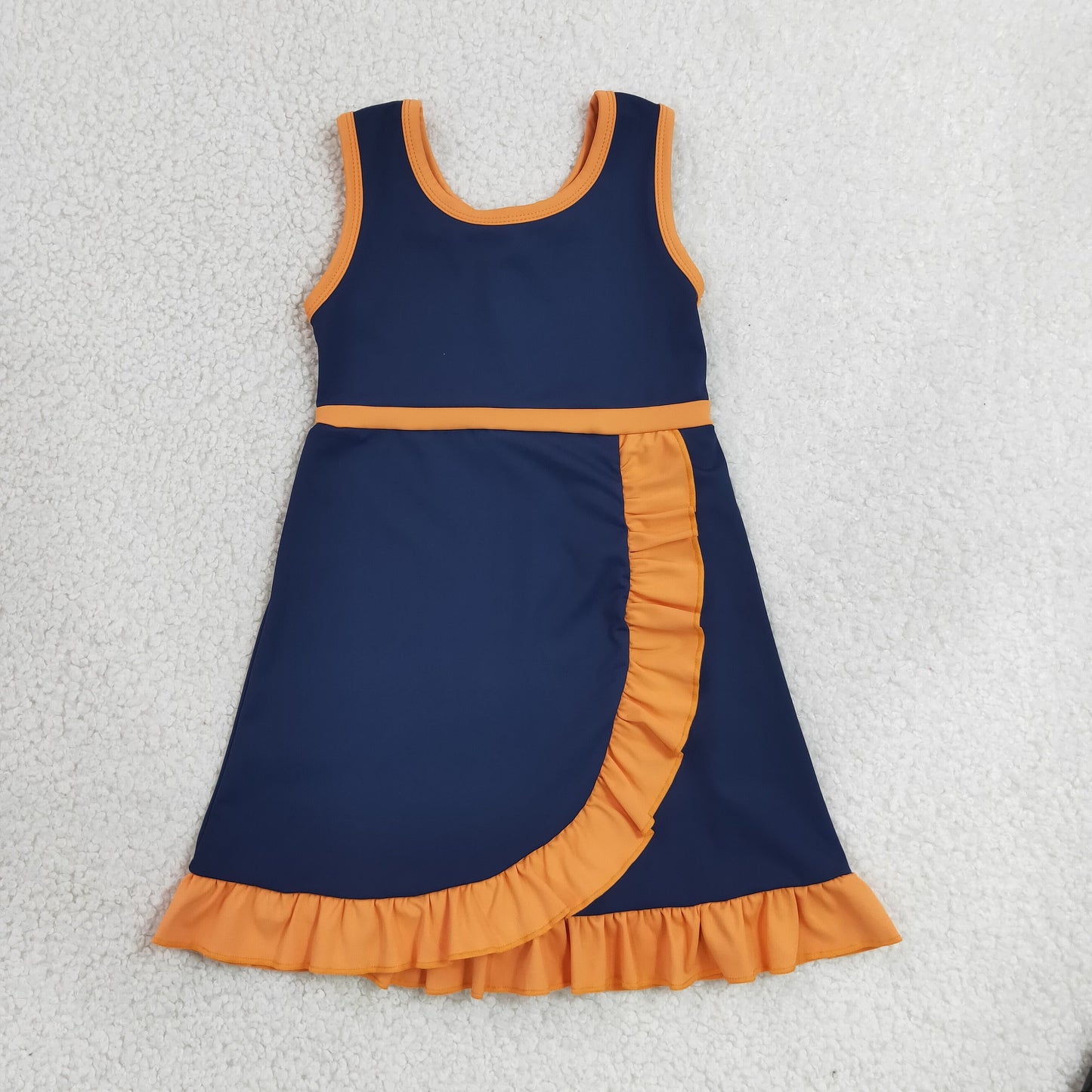 GSD4131 YOGA  Orange black solid  Princess cartoon girl dress ruffle RTS