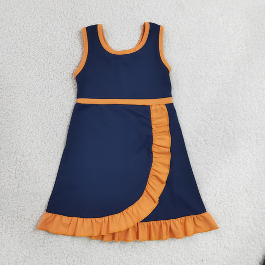GSD4131 YOGA  Orange black solid  Princess cartoon girl dress ruffle RTS