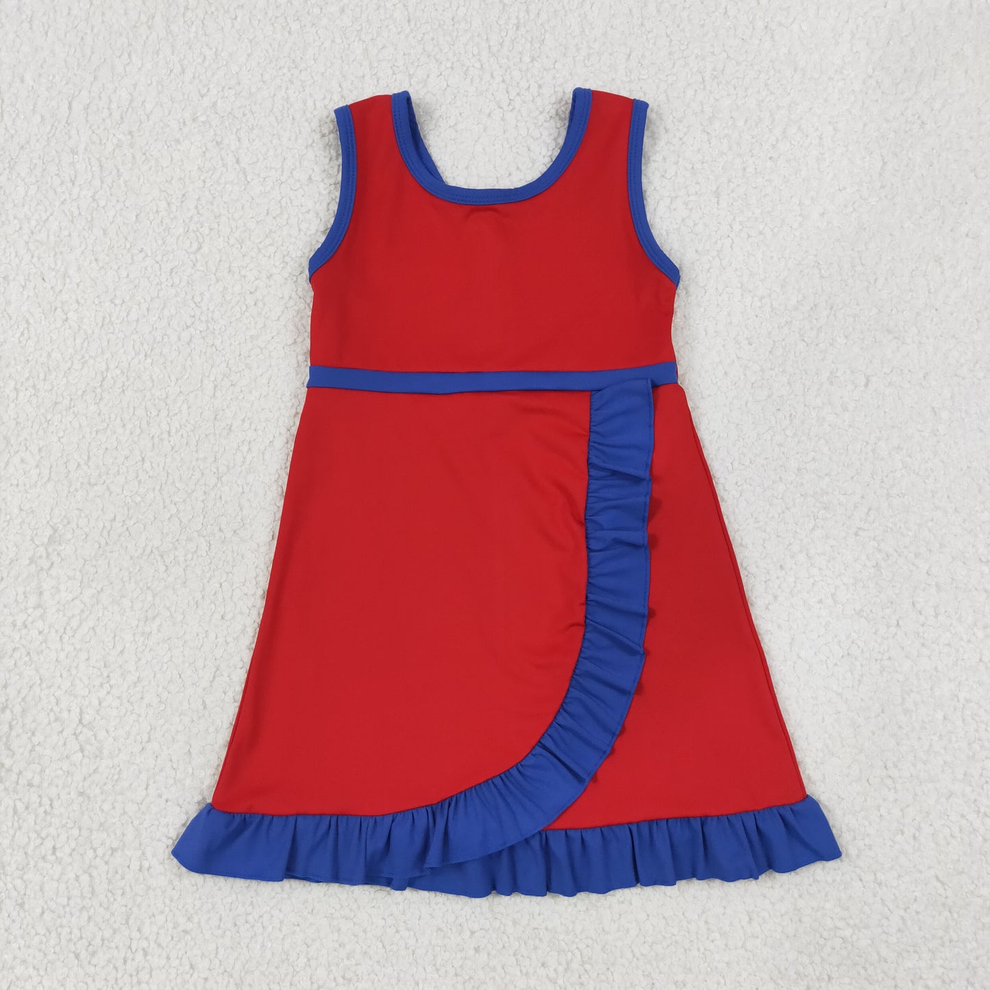 GSD4132 YOGA solid RED girl dress ruffle 202607 RTS