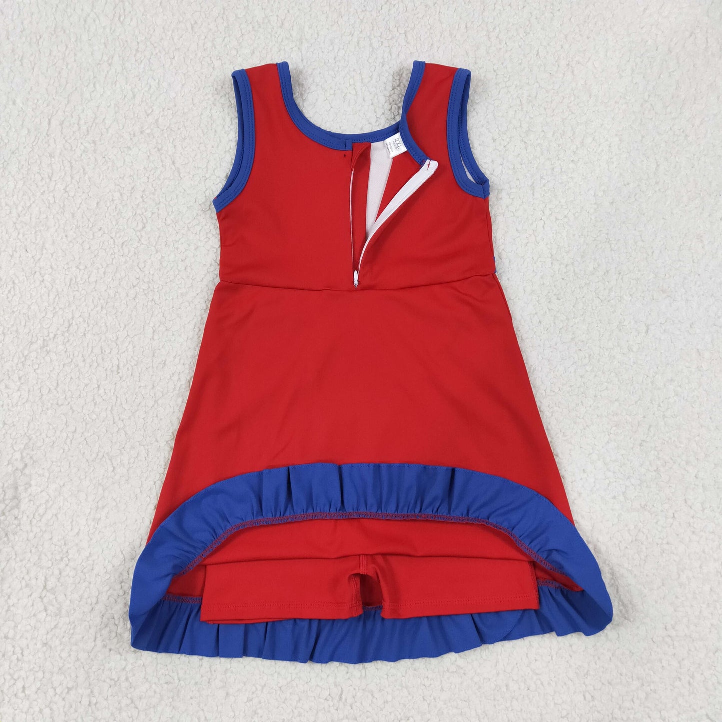 GSD4132 YOGA solid RED girl dress ruffle 202607 RTS