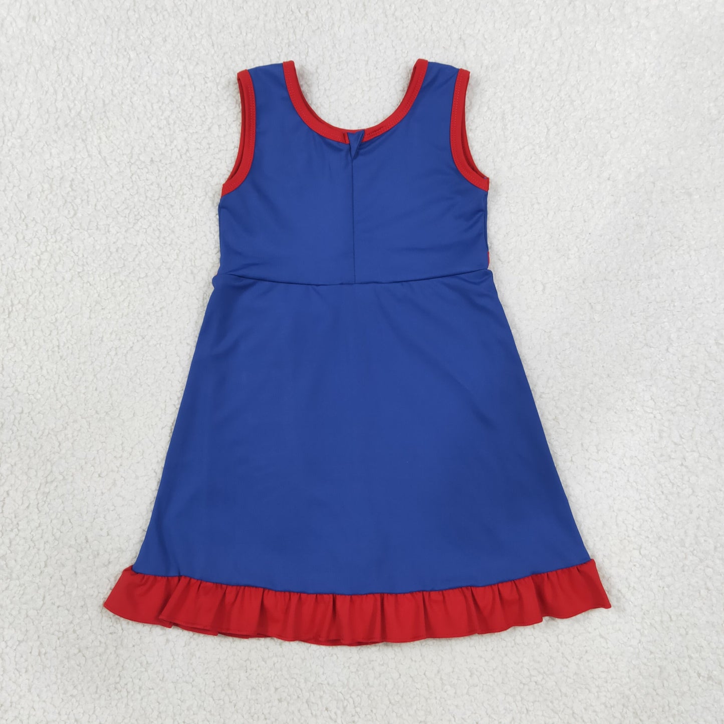 GSD4133 red blue scallop solid girl dress ruffle RTS 202608