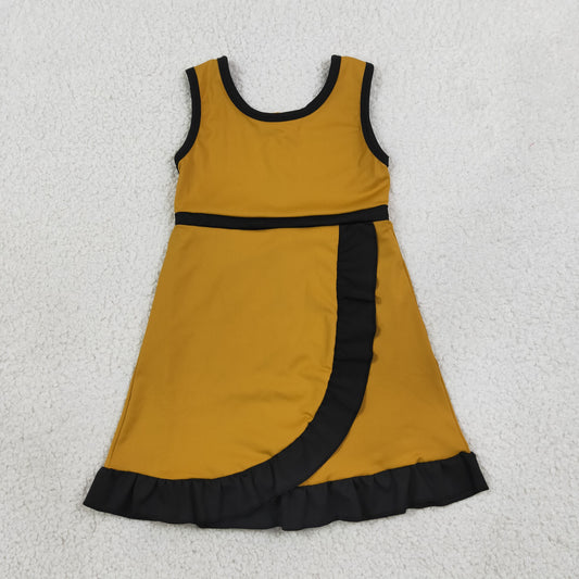 GSD4134 Yellow scallop solid girl dress ruffle RTS 202608